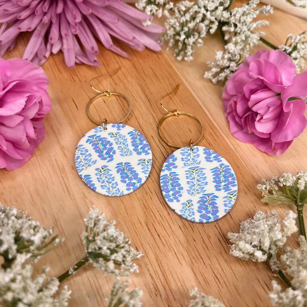 July Birth Flower Earrings Larkspur Colorful Floral Etsy