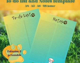 dog to do list template a4 a5 us letter a6 to do list and digital download