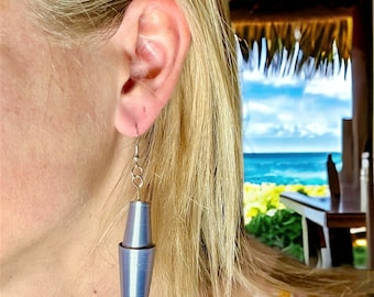 Mixologist Earrings: Ultra-light Boston Shaker Inspired Sterling Silver and Bartender Craft Cocktail Accessory - Real Shaking Noise!