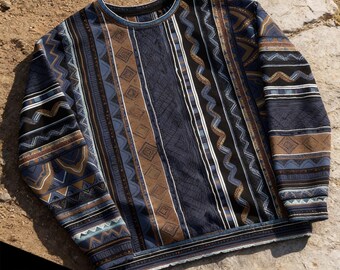 Geometric Design Sweatshirt Recycled All-Over Print Unisex