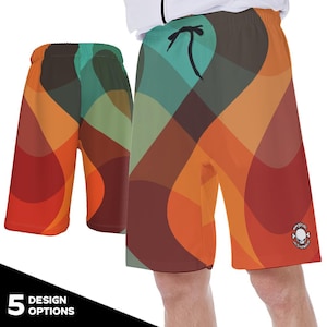 Men&#39;s Colorful Waves Lounge Shorts: Breathable Elastic Waist