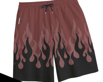 Cotton Flame Print Shorts: Elastic Waistband Unisex Casual Shorts