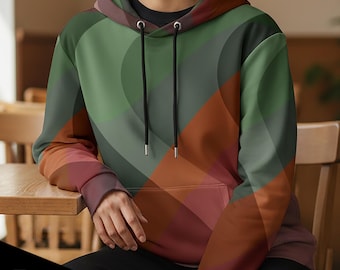 Color Waves Hoodie Unisex Cotton Pullover Drop Shoulder Relaxed Fit