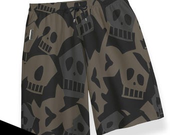 Skull Print Cotton Jersey Shorts: Elastic Waistband Casual Wear