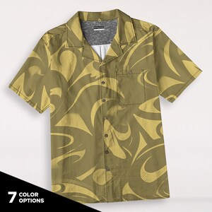 Men&#39;s Premium Cotton Hawaiian Shirt Boxy Fit Button Closure All-Over Print with a Native Print Design 7 Color Options