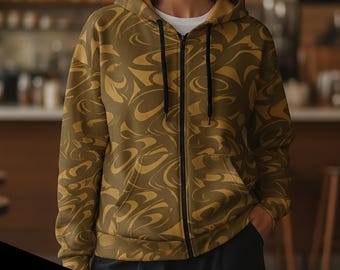 Native Print Zip Hoodie All-Over Print Relaxed Recycled Unisex