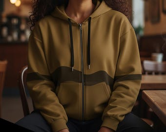 Sudadera con capucha y cremallera bicolor con logo Swoosh, reciclada, unisex, corte relajado.