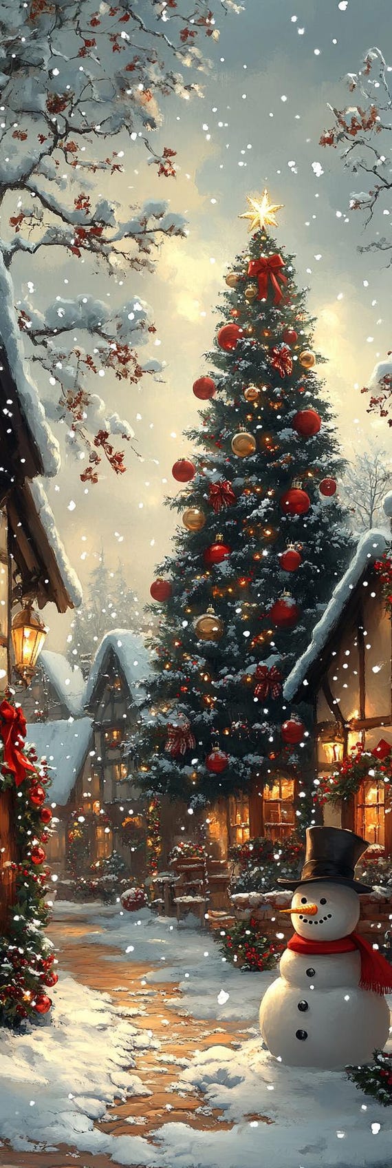 Acogedores fondos de pantalla de invierno para iPhone en un pueblo navideño  - Etsy México, image size:570x1696