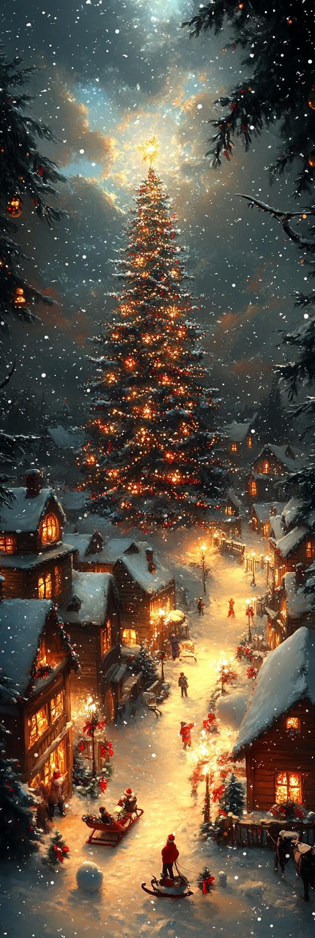 Acogedores fondos de pantalla de invierno para iPhone en un pueblo navideño  - Etsy México, image size:640x1904