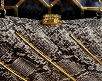 Sharmark Las Vegas Evening Chain Shoulder Bag Python Print Solid