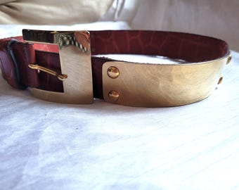 Chico\'s Vintage Brown Boho Cabochon Studded Belt Size Small/Medium Adjustable Chico main image 3