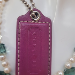 Coach Majenta Purple Hang Tag Keychain Leather Handbag Accessory Silver tone Hardware  Size 2.5&#39;&#39;