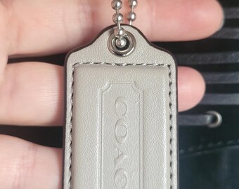 Coach Gray Leather Large Size Hang Tag Bag Accessory Length 2.5''
