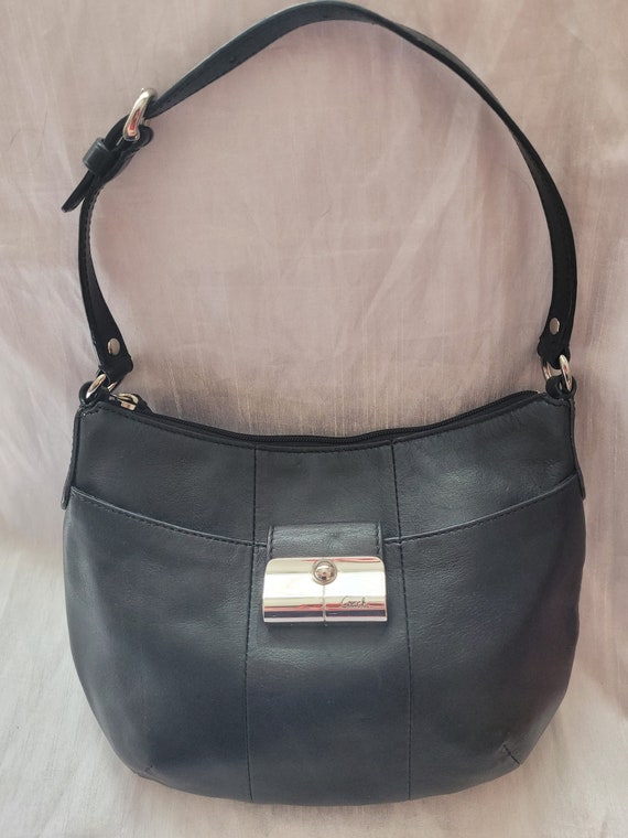 Vintage Coach Kristin Small Shoulder Hobo Bag Clutch Black Genuine Leather Magnetic Closure Silver Hardware Etsy Canada