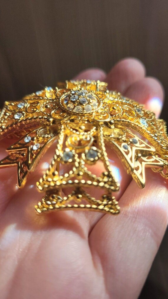 KJL Kenneth Jay Lane Maltese Cross Crystal Rhines… - image 4
