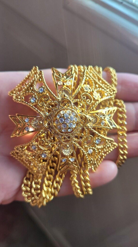 KJL Kenneth Jay Lane Maltese Cross Crystal Rhines… - image 3