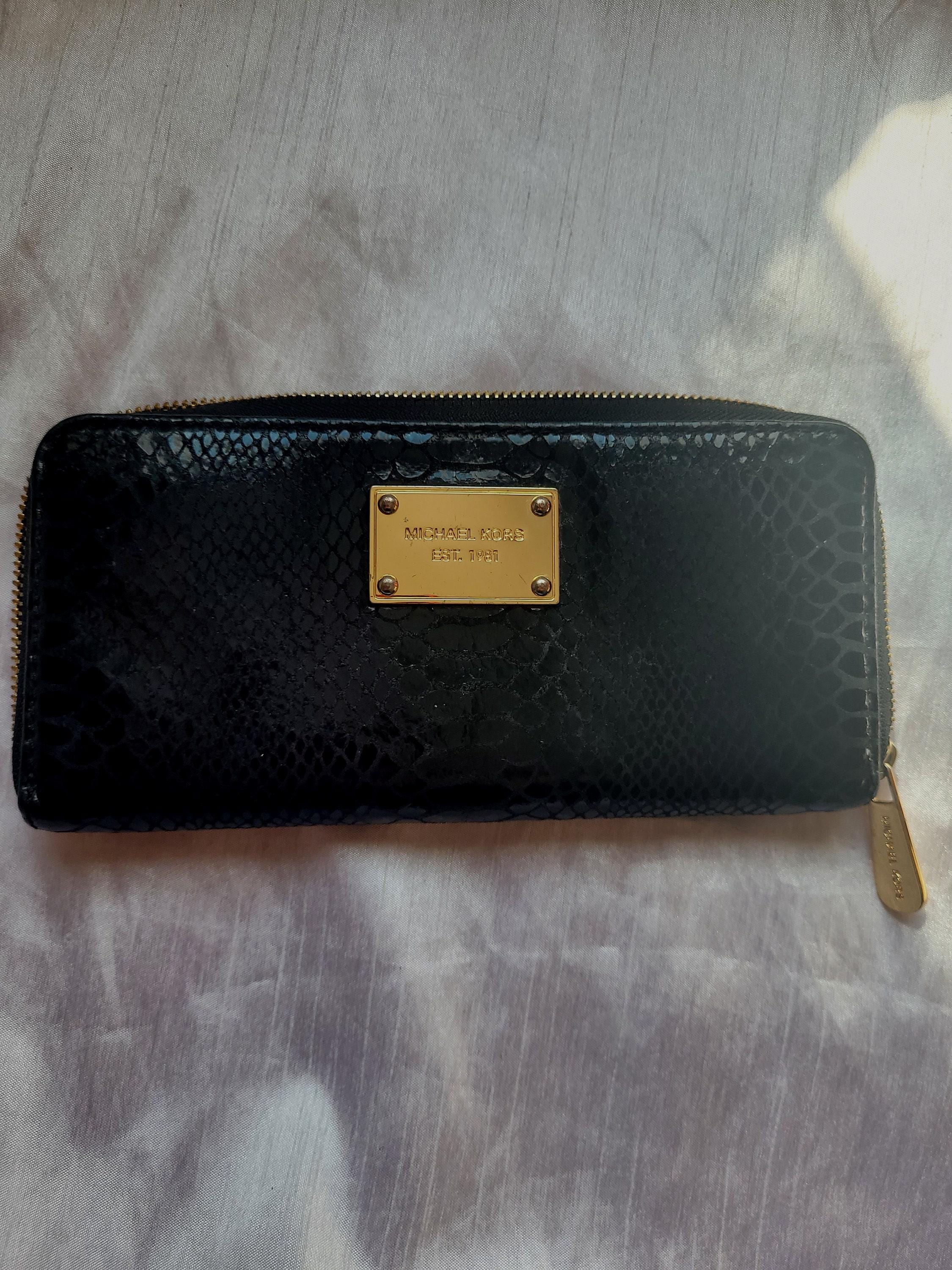 Michael Kors Black Large Leather Snakeskin Pattern Leather 