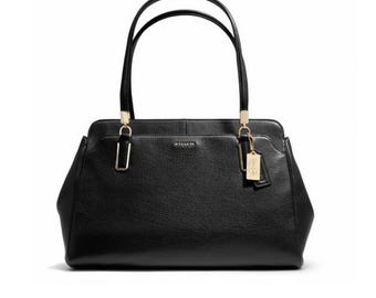 Coach 7461 Leather One Handle Bag Shoulder Mini Black Silver Zip