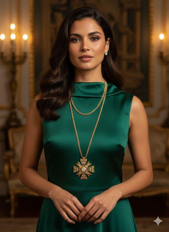 KJL Kenneth Jay Lane Maltese Cross Crystal Rhines… - image 10