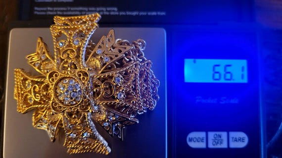 KJL Kenneth Jay Lane Maltese Cross Crystal Rhines… - image 11