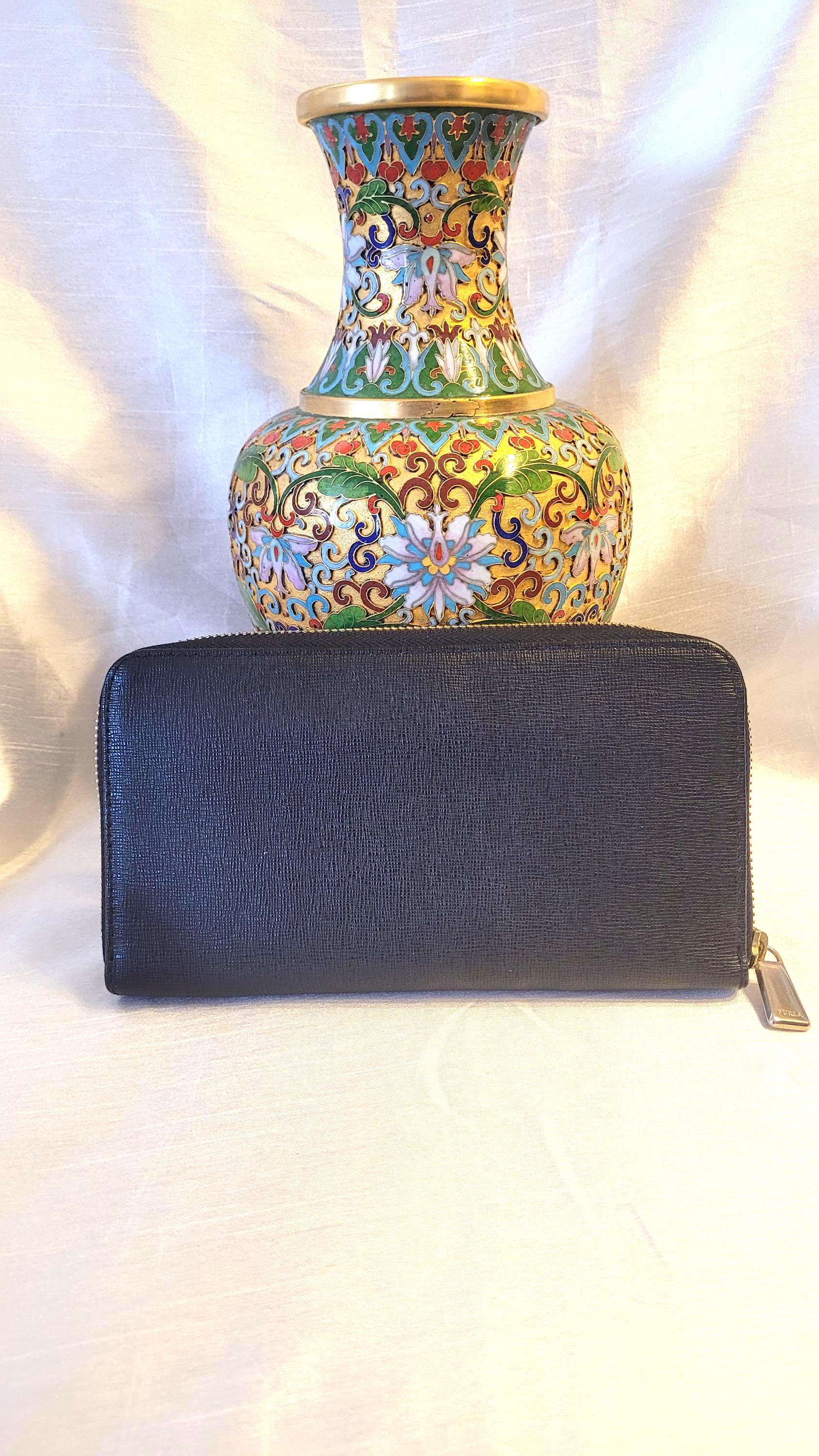 Furla Babylon Continental Zip Around Long Credit Card Wallet 