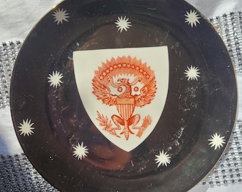 Vintage Gray's Pottery Exclusive For Mottahedeh Diplomatic Plate Eagle Shield Numbered Made in England UK Collectable Porcelain
