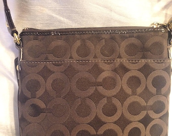 Y2K Coach Madison Op Art Swingpack Crossbody Bag in Brown