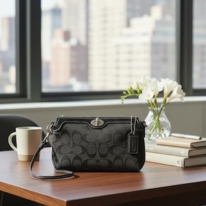 Coach Legacy Top Turn Lock 2 Way Baguette Wristlet Small Bag