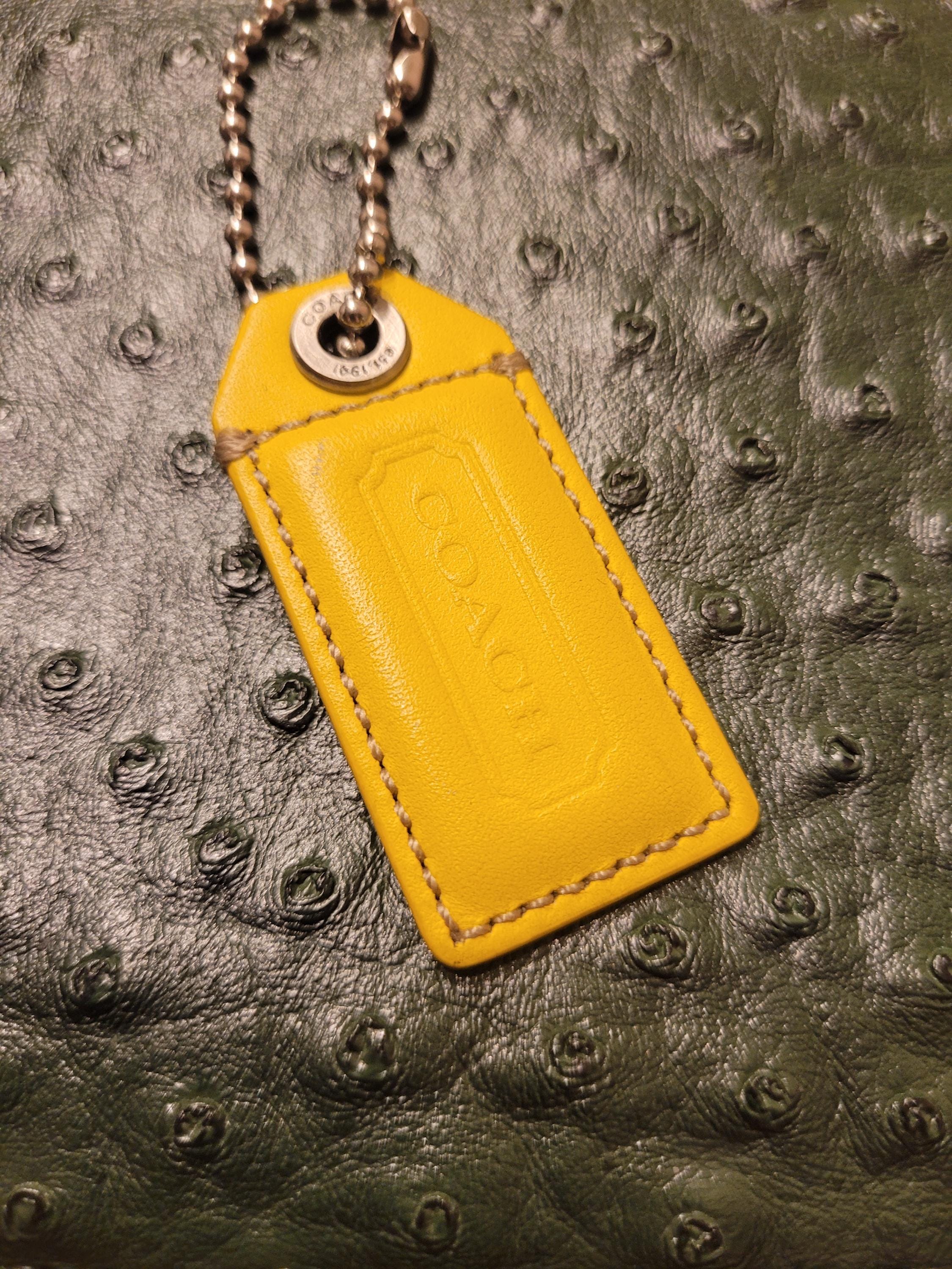 Coach Genuine Cowhide Leather Hang Tag 2 Tone Charm Yellow Face