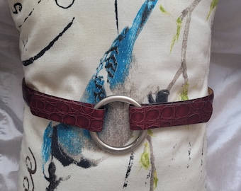 Donald J Pliner Belt Premium Italian Calf Leather Size M Adjustable Made In USA Women's Fashion Accessory Animal Print Violet Purple Silver