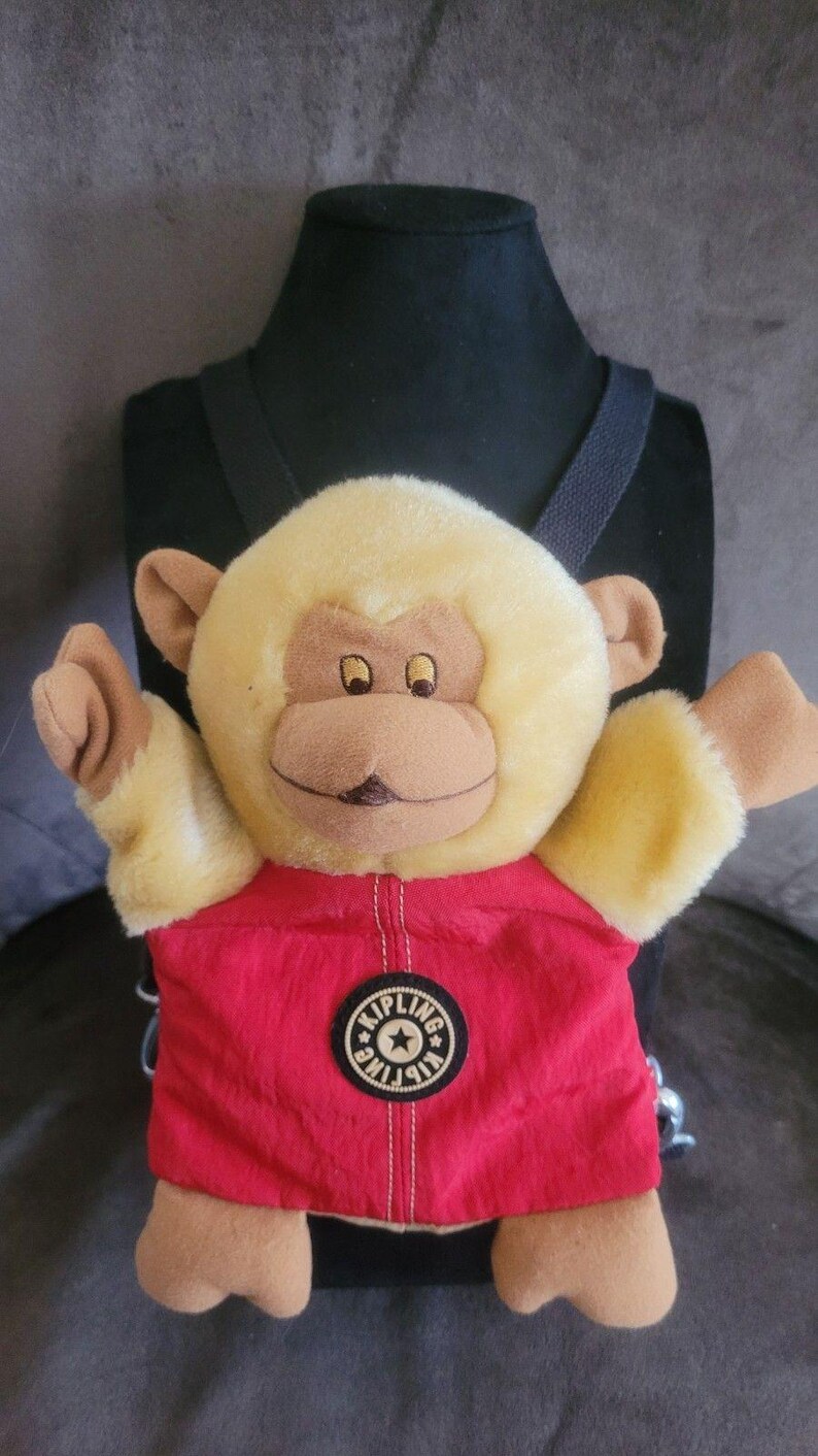 Rare Fun Kipling Monkey Hand Puppet Backpack Bag Transparent Zip Pocket ...