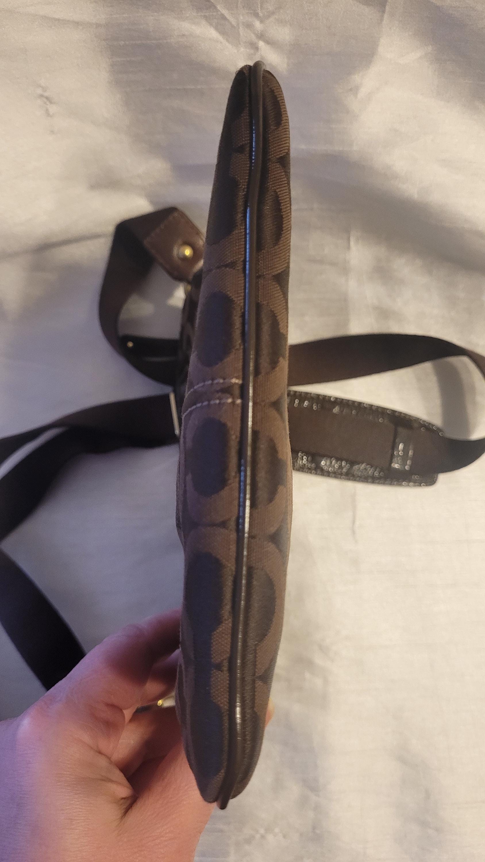 Y2K Coach Madison Op Art Swingpack Crossbody Bag in Brown