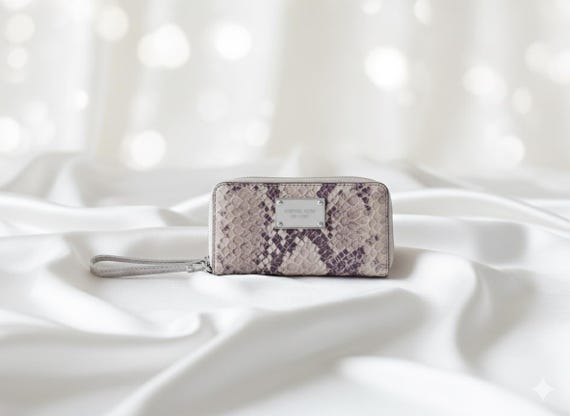 Michael Kors Gray Python Snakeskin Embossed Leath… - image 1