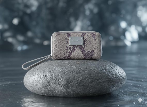 Michael Kors Gray Python Snakeskin Embossed Leath… - image 2