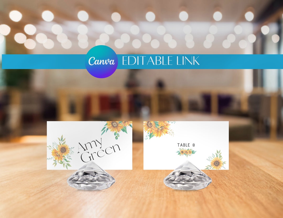 Sunflower Wedding Table Placement Card Wedding Table Place Etsy