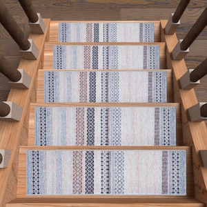 Geometric Stair Treads Carpet, Modern Stair Rug, Non-Slip Washable Stair Mat, Thin Stair Pad for Home Decor, Soft Durable Office Step Rug