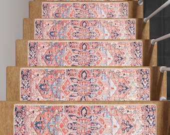 Oushak Stair Tread Rug: Oriental Non-Slip Stair Runner