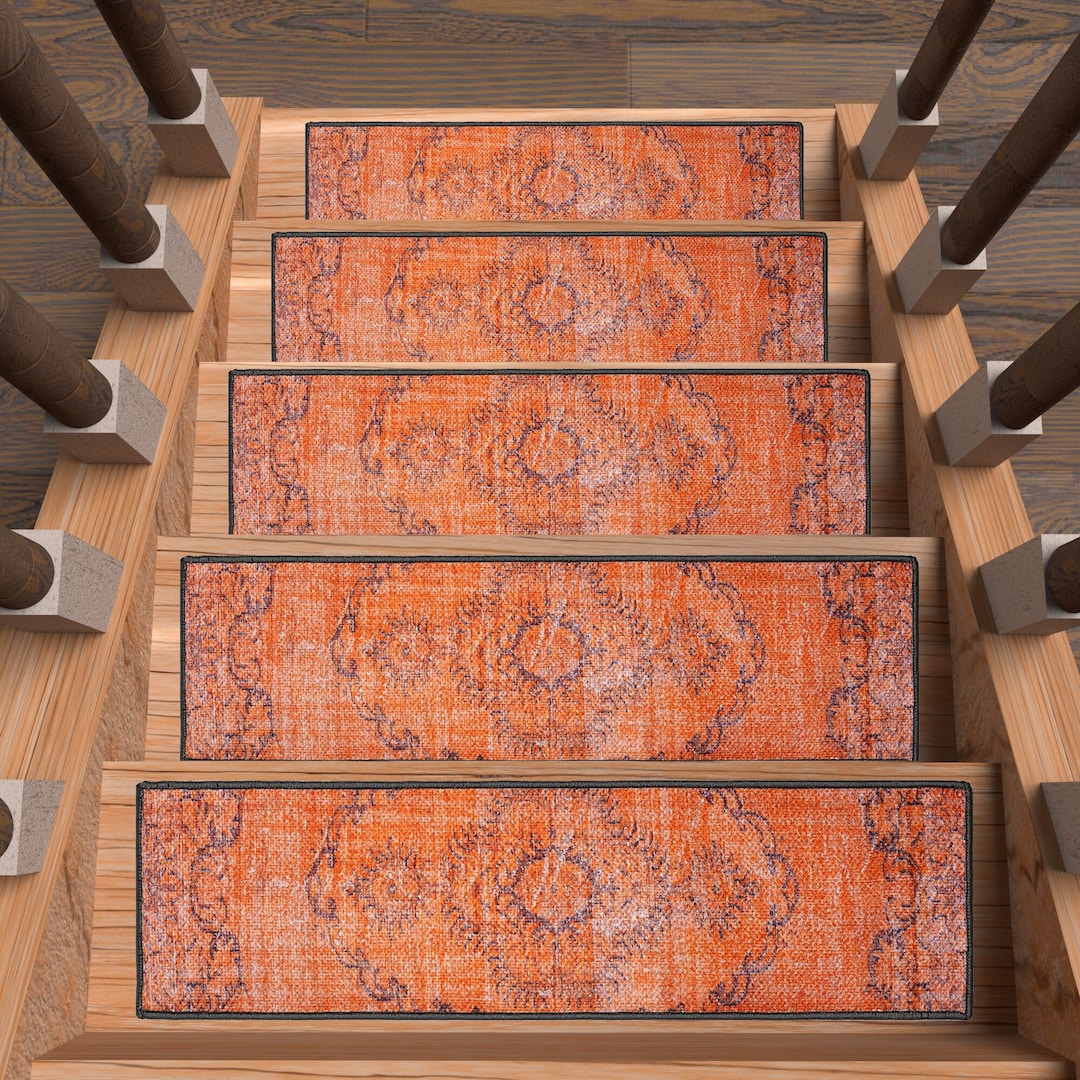 Oriental Stair Treads Carpet, Retro Classic Stair Runner Rug, Nonslip