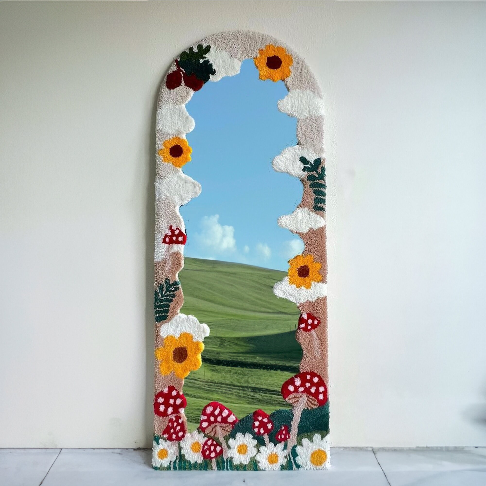 Mirror Frame Wavy Tufted Mirror Full Length Wavy Floor Etsy