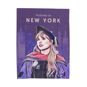 Dr Swift Welcome to NY NYU Velveteen Plush Blanket