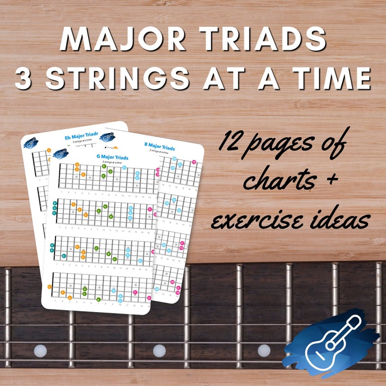 Major Triads 3 Strings at A Time Printable Charts for Guitar - Etsy