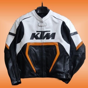 Ktm Motorbike Racing Leather Jacket cowhide Leather and Certified Protectors free Shipping Etsy