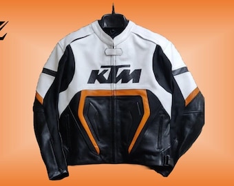 Ktm Motorbike Racing Leather Jacket-cowhide Leather and Certified