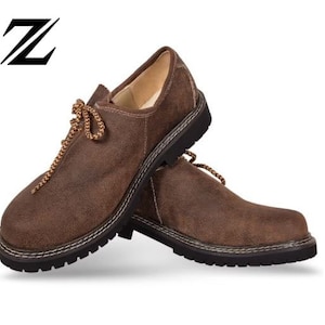 Lederhosen Shoes Brown German Lederhosen Shoes Authentic cow suede leather brown shoes Bavarian lederhosen shoes