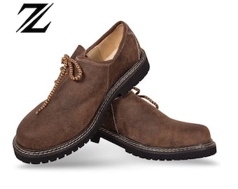 Lederhosen Shoes Brown German Lederhosen Shoes Authentic cow suede leather brown shoes Bavarian lederhosen shoes