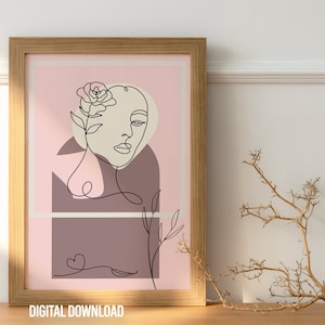 Blühende Liebe und Leben: Wand Kunst Digital Printable Mit einer Blume-Gesichter Frau