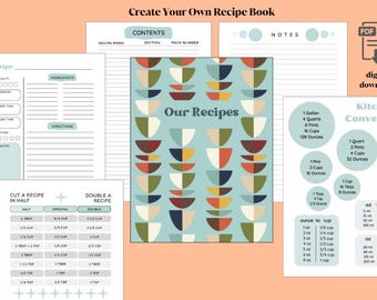 DIY Cookbook for Family Favorites | Print and Create a Personal Recipe Journal | Blank Recipe Pages