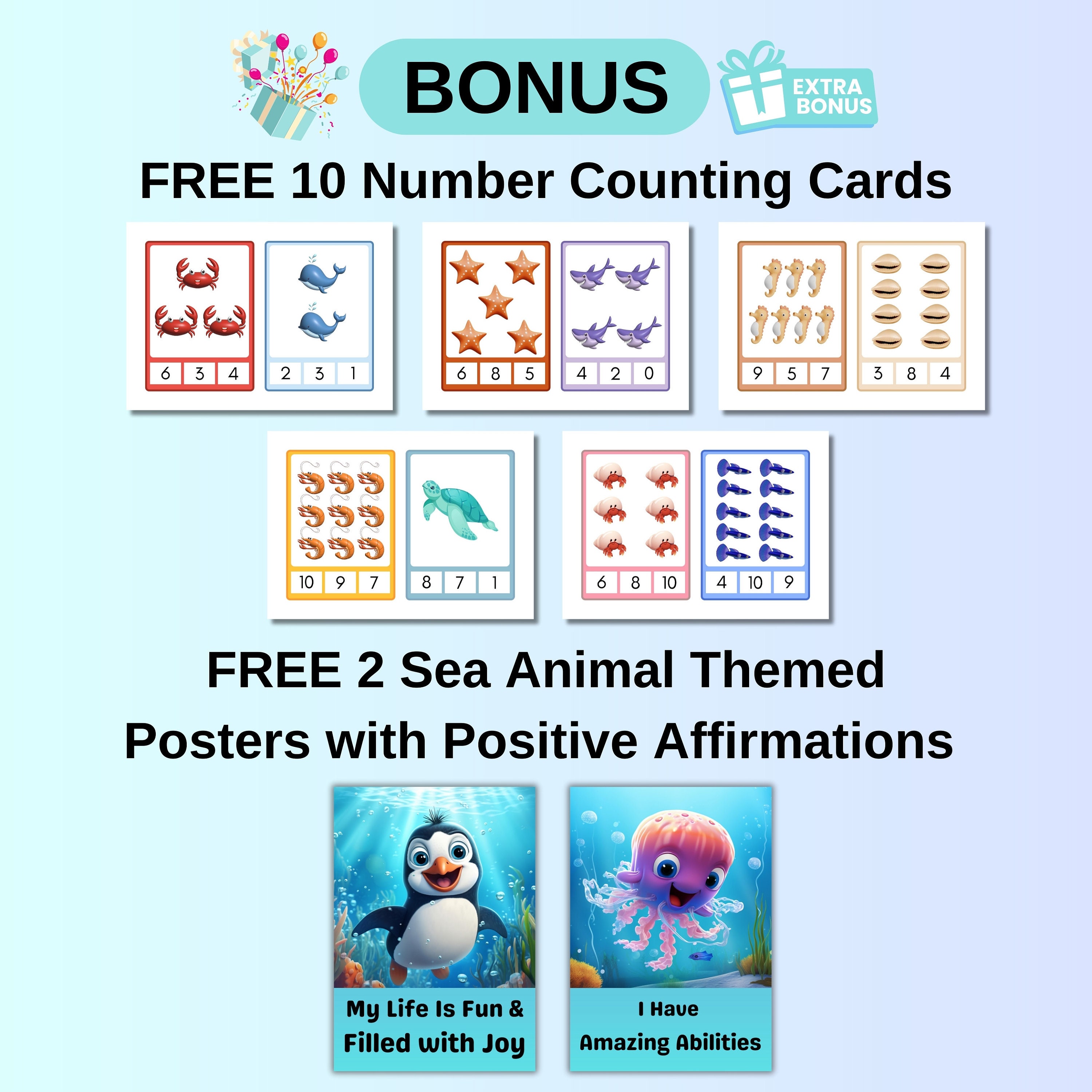 SEA ANIMALS 24 Montessori Cards, Printable Flash Cards for Kids ...