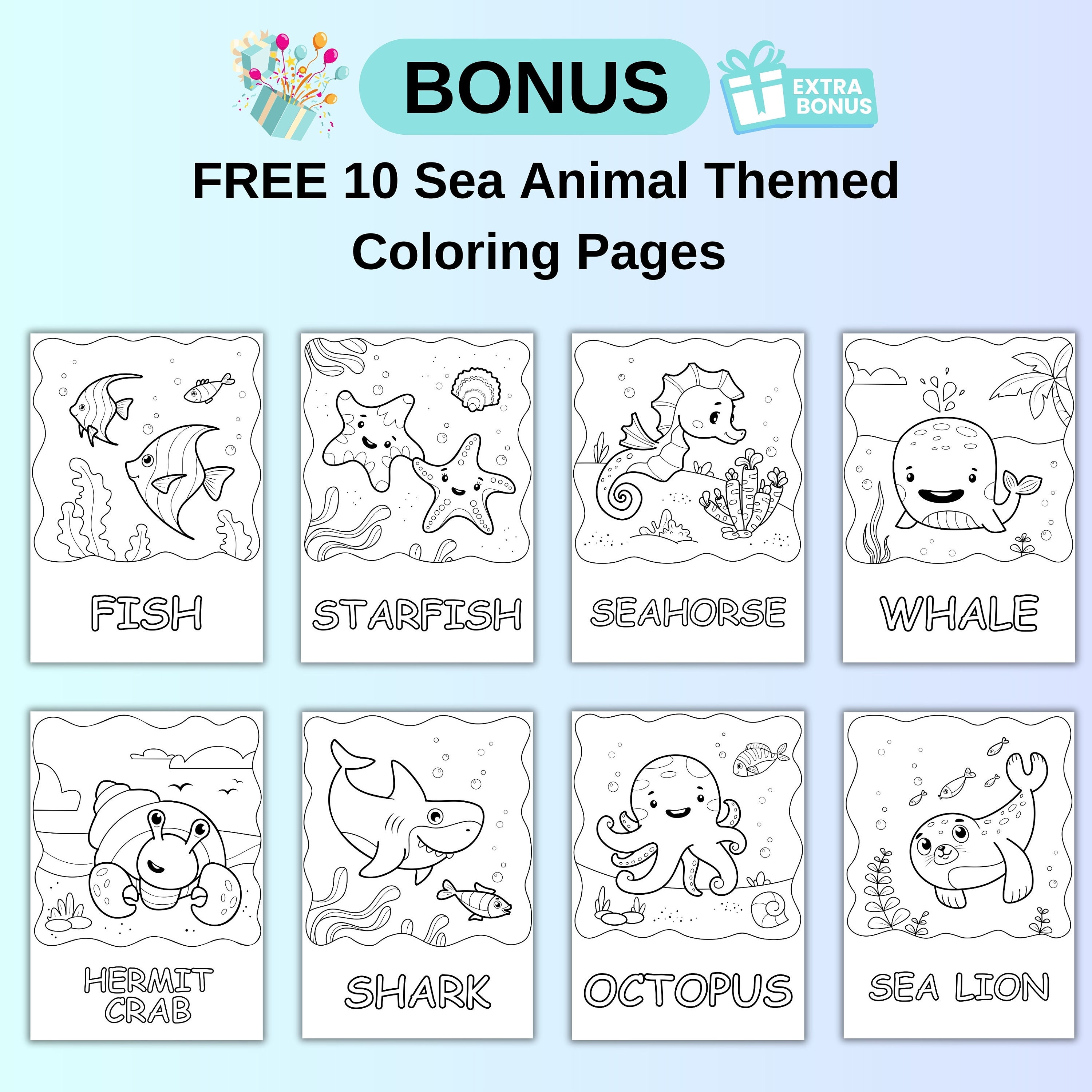 SEA ANIMALS 24 Montessori Cards, Printable Flash Cards for Kids ...