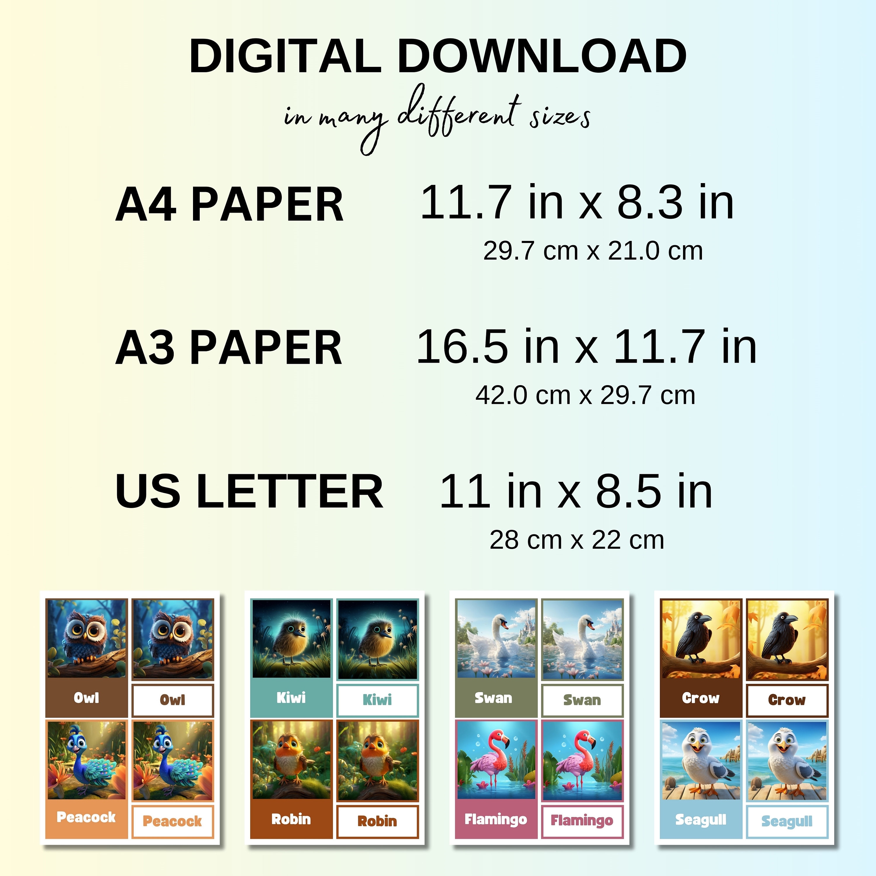 22 Bird FLASH CARDS, Montessori Flashcards, Pre-school Flashcards ...